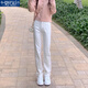 莫代爾白色直筒牛仔褲女2026春夏秋季新款高腰顯瘦修身拖地煙管褲長(cháng)褲子 白色-長(cháng)褲 L