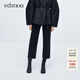 edition牛仔褲女冬新款黑色九分直筒褲顯瘦顯腿直微彈鉛筆褲 牛仔黑色K03 S (26)