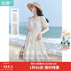 茵曼（INMAN）法式度假小個(gè)子套裝連衣裙2026夏女裝新品高檔白色中長(cháng)裙子 悠蘭杏 XL