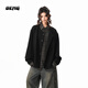 OEMG 老錢(qián)風(fēng)假兩件拼接長(cháng)袖襯衫夾克女男春秋季寬松百搭潮牌上衣外套 黑色 【高品質(zhì)】 M [建議85-105斤]