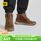 卡特（CAT）休閑鞋男鞋新品皮面防滑耐磨休閑中幫靴P110009O3MDC36 棕色 42