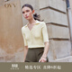 OVV秋冬熱賣(mài)女裝絲棉混紡POLO領(lǐng)羅紋修身中袖針織衫 淺黃（凈色）A2 L
