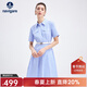 Navigare意大利小帆船女士連衣裙25春夏季新品棉質(zhì)親膚襯衫裙休閑條紋中裙 夏日晴空藍 M