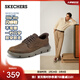 斯凱奇（Skechers）閃穿鞋春季男士休閑皮鞋商務(wù)鞋通勤鞋一腳蹬舒適軟底上班205353 深棕色/CDB 42