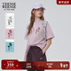 Teenie Weenie小熊女裝t恤夏季寬松白色休閑圓領(lǐng)短袖上衣 粉色 XL