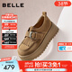 百麗（Belle）復古勃肯鞋女2026春季新款商場(chǎng)款厚底流蘇JK樂(lè )福鞋E8N1DAM6預售 杏色-單里 36 (230mm)