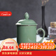 龍泉青瓷茶杯辦公杯陶瓷茶具家用喝茶杯純手工泡茶杯帶柄杯子普洱茶杯水杯 哥窯梅子青開(kāi)片-禮盒裝