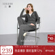 三彩2025秋季新款兩件套休閑套裝假兩件刺繡套頭衫直筒褲簡(jiǎn)約M 深邃灰 M 160/84A