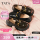 他她（TATA）英倫厚底顯高樂(lè )福鞋女鞋jk學(xué)院加絨小皮鞋單鞋7OL34AA6 棕色（跟高6CM明星款） 36