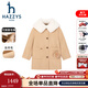 哈吉斯（HAZZYS）【進(jìn)口款】女童大衣秋冬新款可拆卸毛領(lǐng)氣質(zhì)羊毛外套 淺卡其 165