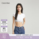 Calvin Klein內衣【摩登引力帶】女ck無(wú)鋼圈輕運動(dòng)可外穿短款短袖T恤式文胸 100-月光白 M 推薦75B-85A