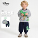 迪士尼寶寶（Disney Baby）男童套裝兒童衛衣衛褲兩件套中小童裝春季休閑運動(dòng)衣服 淺花灰100