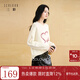 三彩2025秋季新款簡(jiǎn)約慵懶針織衫長(cháng)袖圓領(lǐng)愛(ài)心字母繡花套頭衫S 米白色 M 160/84A