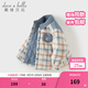 戴維貝拉（DAVE＆BELLA）兒童夾棉襯衫冬裝新款男童棉服男寶寶保暖上衣休閑小童襯衣 格子【現貨】 100 cm（建議身高90-100cm）