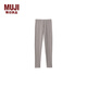 MUJI女式 彈力羅紋編織 十分長(cháng)收腿褲 打底褲女款春季 DGA14C5S 淺灰棕色 L (身高160-165 臀圍95-100)