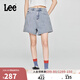 Lee25新品舒適喇叭經(jīng)典五袋款設計淺藍色女牛仔短褲顯瘦潮A08075