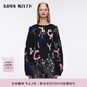 MISS SIXTY冬含羊駝毛針織衫上衣女圓領(lǐng)撞色字母提花彩點(diǎn)慵懶毛衣 黑色 S