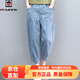 AEMAPE女褲春秋2026新款夏季牛仔褲女裝薄款寬松老爹褲高腰顯瘦九分褲子 MX-10-5016_5531淺藍色夏款 L 建議115-130斤