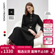 朗姿騏驥紅復古赫本風(fēng)高智長(cháng)袖a字裙25春季新款收腰修身連衣裙 黑色 M