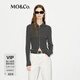 MO&Co.針織衫開(kāi)衫升溫發(fā)熱綿羊毛修身短款雙開(kāi)拉鏈條紋撞色MBD4CAR038 黑白條色 S /160