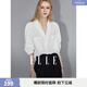 ELLE白色設計感V領(lǐng)襯衫女2025秋裝新款寬松通勤職業(yè)裝輕奢氣質(zhì)上衣 白色 M