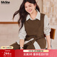 MsShe【復古磨毛三件套裝】大碼女裝2026春裝胖mm馬甲襯衫闊腿褲 拿鐵色現貨 3XL