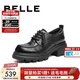 百麗（Belle）復古牛皮牛津鞋女2026春新商場(chǎng)款厚底增高JK樂(lè )福鞋E9N1DAM6 黑色 37