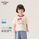 歐姆熊短袖女童t恤2026新款夏季獨特漂亮夏天上衣服T小女孩寶寶兒童夏裝 米白色 130 cm