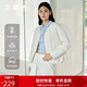艾萊依輕薄羽絨服女春秋短款簡(jiǎn)約圓領(lǐng)時(shí)尚波紋輕暖外套 暖白色M