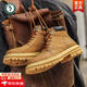 啄木鳥(niǎo)馬丁靴男鞋高幫春秋新款英倫風(fēng)復古大黃靴厚底美式機車(chē)增高工裝靴 黃色 42