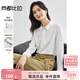 尚都比拉春秋通勤風(fēng)設計感長(cháng)袖襯衫女金屬扣緞面雪紡衫上衣 白色 L 