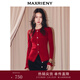 MAXRIENY復古宮廷穿搭亮皮扣套頭毛針織衫25冬款x型收腰顯瘦上衣 紅色 L