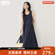 對白復古休閑牛仔連衣裙女2025年夏季新款慵懶寬松圓領(lǐng)背心裙長(cháng)裙 牛仔藍 L