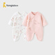 童泰嬰兒連體衣秋冬季純棉保暖新生兒衣服寶寶蝴蝶哈衣爬服粉色66cm