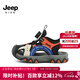 Jeep吉普女童包頭沙灘鞋2024夏季新款時(shí)尚百搭男童防滑休閑兒童涼鞋 黑/西瓜紅 35 內長(cháng)約22.3cm