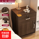 床頭柜帶鎖可移動(dòng)中古風(fēng)床邊置物架小型邊幾迷你儲物小柜子收納箱 【一抽一門(mén)】黑胡桃色37*34*59cm