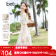 百圖betu女裝夏季新款連衣裙國潮印花圓領(lǐng)夏天收腰裙子2403D01 米白 S