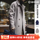 馬登工裝德式灰色巴爾瑪肯風(fēng)衣中長(cháng)款戰壕大衣寬松廓形英倫外套男秋 淺灰色 L