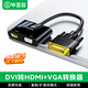 畢亞茲 DVI轉HDMI+VGA轉換器 一分二分屏器(同顯)一拖二高清擴展同屏器一進(jìn)二出 主機電腦連接電視投影