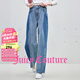 橘滋（Juicy Couture）牛仔褲女2025年秋冬新款水洗漸變直筒休閑長(cháng)褲 牛仔藍 27