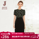 經(jīng)典故事（JANE STORY）夏季拼接黑色碎花裙連衣裙女2024新款時(shí)髦氣質(zhì)修身假兩件裙子別致 黑底綠白花 S