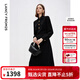 朗姿2025年秋季新款黑色長(cháng)裙高級感氣質(zhì)法式設計感收腰襯衫連衣裙 黑色2 L