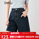 百圖betu女裝2025夏季新款牛仔褲夏日多色環(huán)保水洗牛仔短褲女2503T77 深牛仔藍 L
