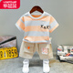 樂(lè )芭鼠童裝男童套裝夏裝男女寶寶短袖短褲兩件套1-6歲半幼童衣服夏季小孩薄款純棉t恤休閑熱褲運動(dòng)裝 桔色 100 建議2-3歲 (身高90-100cm)
