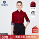 Navigare意大利小帆船燈芯絨襯衫女秋冬純棉長(cháng)袖襯衣時(shí)尚通勤開(kāi)衫 勃艮第紅 XL
