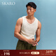 SKARO【鏤空微透 大秀身形】男士針織背心夏季休閑運動(dòng)無(wú)袖打底衫 杏色SKW1061 XL