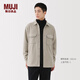 MUJI男式 抓絨 襯衫 男士長(cháng)袖襯衣外套開(kāi)衫男裝25年冬季 AB1PAA5A 灰色 M  (170/92A)