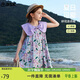 ASK JUNIOR滿(mǎn)印花朵公主裙女童夏時(shí)髦蝴蝶結領(lǐng)時(shí)尚潮流兒童裙子 紫色 130