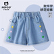 小豬班納兒童刺繡短褲夏季牛仔褲女童2026新款耐磨時(shí)髦速干褲子洋氣五分褲 【繡花牛仔短褲】藍色 110 【推薦30-37斤】