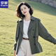 羅蒙（ROMON）高級短款風(fēng)衣外套女2026秋冬季新款女裝小眾不撞款休閑設計感流行 高級綠 XL 建議115-130斤